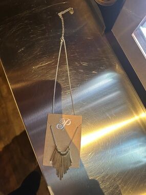 Plunder Silver-Tone Fringe Pendant Necklace